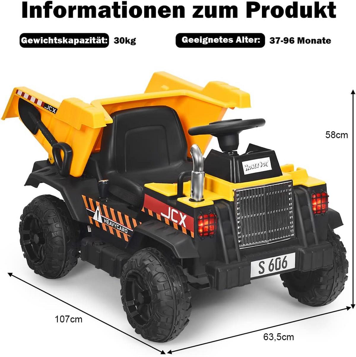 TRAKTOR 12V Kinder Gelb - Gelb, Kunststoff (107/58/63.5cm) - COSTWAY