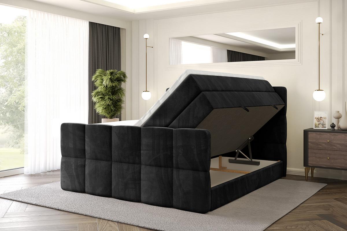 BOXSPRINGBETT mit Matratze und Lattenrost - LIRO-Z KING-180x200 - Schwarz Casablanca - Schwarz, Holzwerkstoff (180/200cm) - ALTDECOR