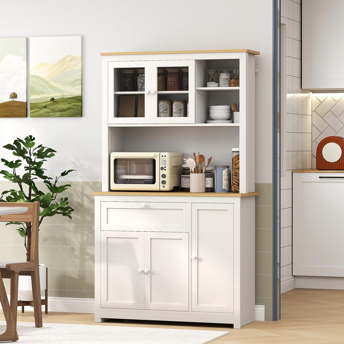 KÜCHENSCHRANK aus MDF 100/40/180 cm Weiß - Weiß, Holzwerkstoff (40/180/100cm) - HOMCOM