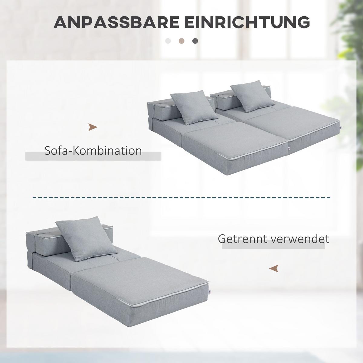 SCHLAFSESSEL Schlafsofa Sofabett Einzelsofa mit Waschbarem Kissen Hellgrau - Hellgrau, Textil (70/61/70cm) - HOMCOM