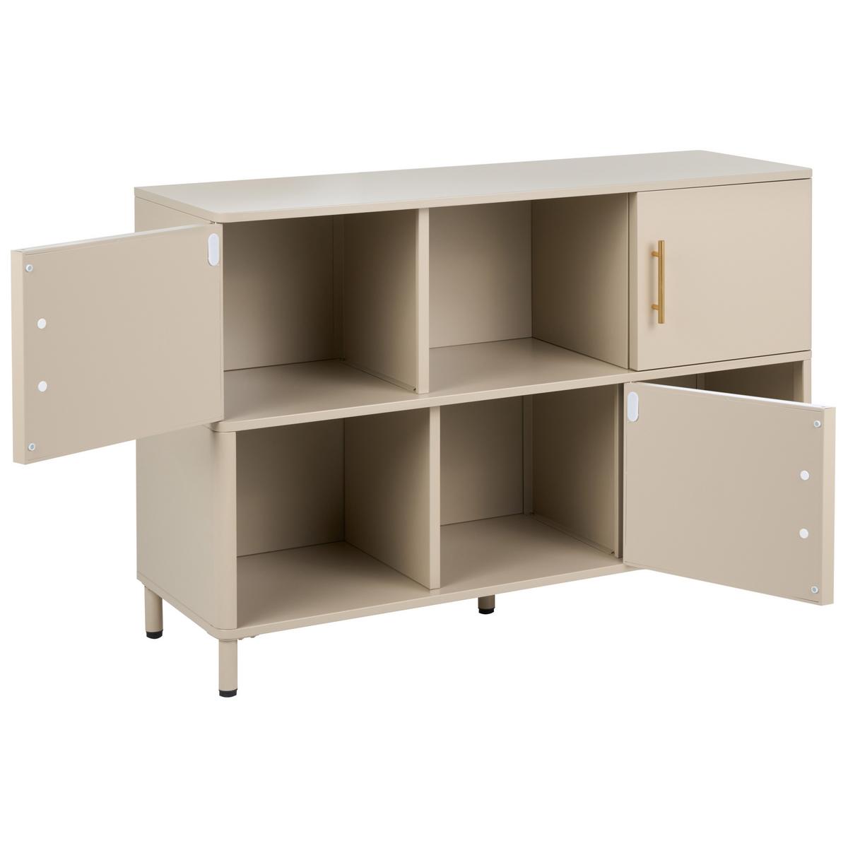 SIDEBOARD mit 3 Türen Metall Beige Ombura - Beige, Metall (120/80/40cm) - Beliani