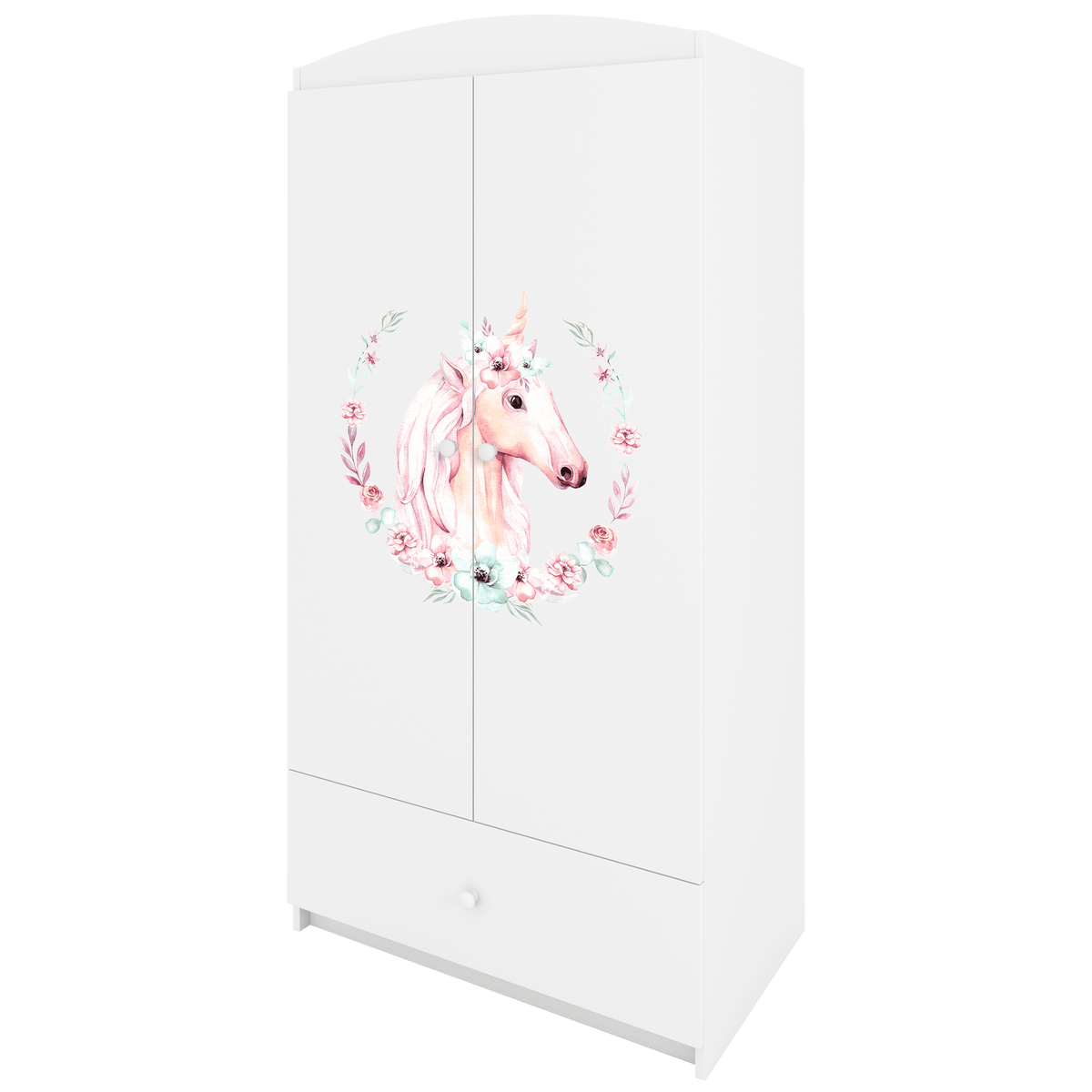 KINDERKLEIDERSCHRANK Pferd - Weiß, Holzwerkstoff (90/175/52cm) - RAUMHIRSCH FURNITURE