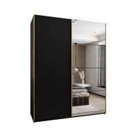 SCHWEBETÜRENSCHRANK 245,5/190/64 2-türig - Goldfarben/Schwarz, Holz/Metall (190/245/64cm) - Abiks Möbel