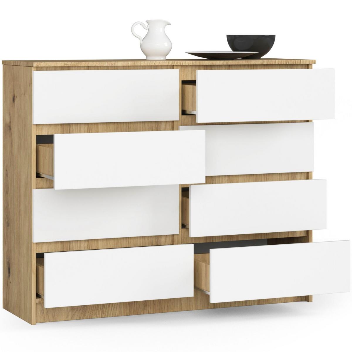 KOMMODE Eiche Artisan, Weiß 99/120/40 - Eiche Artisan/Weiß, Holzwerkstoff (120/99/40cm) - RAUMHIRSCH FURNITURE