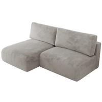 ECKSCHLAFSOFA VIVO L Hellgrau Plüsch - links - Hellgrau/Schwarz, Kunststoff/Textil (223/150cm) - MKS