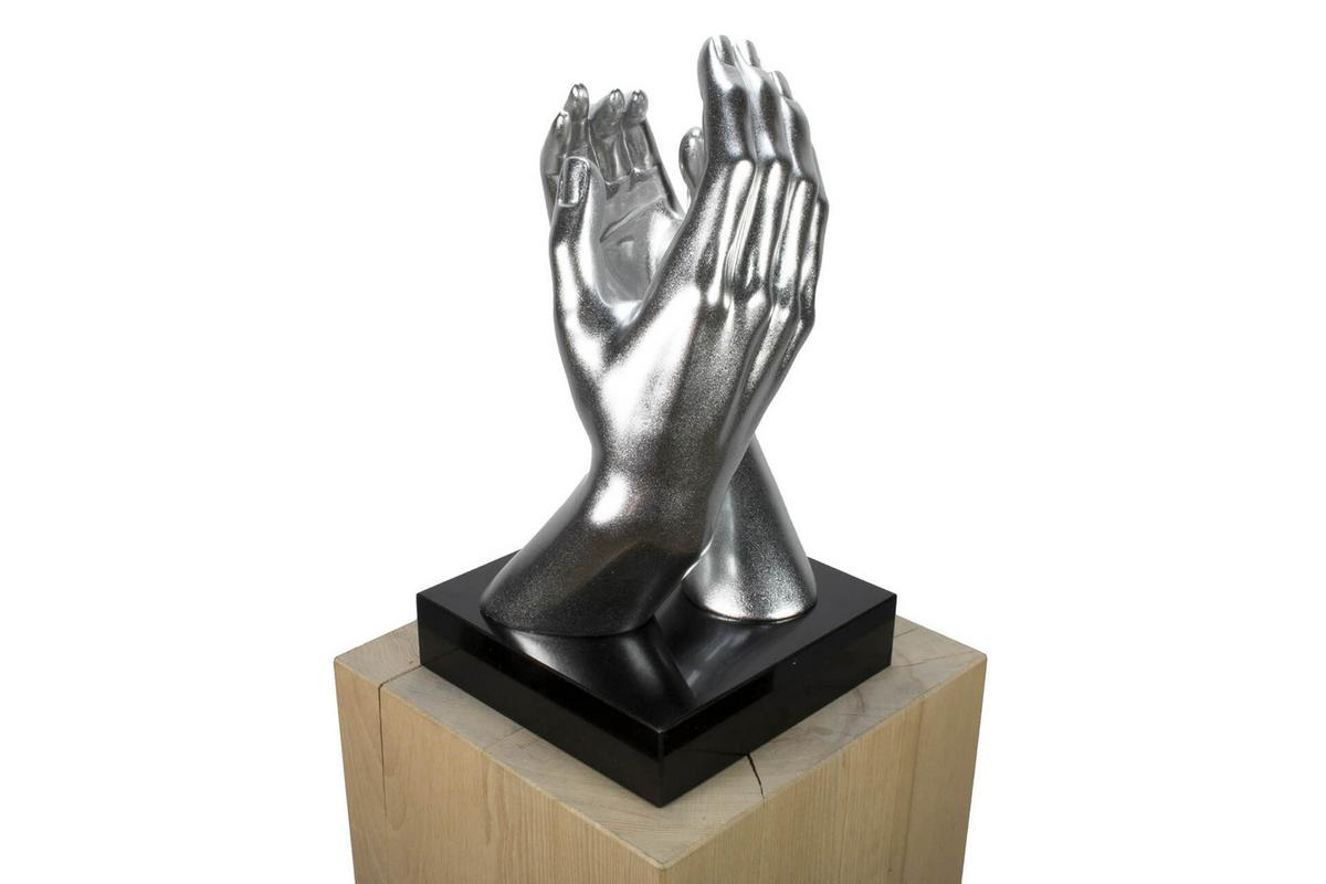 SKULPTUR Silber 21/41 cm - Silberfarben, Stein (4.85/41/21cm) - KUNSTLOFT