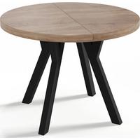 ESSTISCH Twixy runder ausziehbarer, Sonoma Eiche 100-200/100/76 cm - Schwarz/Sonoma Eiche, Holz/Holzwerkstoff (100/200/76cm) - WFL GROUP