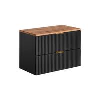 WASCHTISCHUNTERSCHRANK 80.6cm Adriel Schwarz und Holz - Schwarz, Holzwerkstoff (80.6/59/46cm) - Petits-meubles