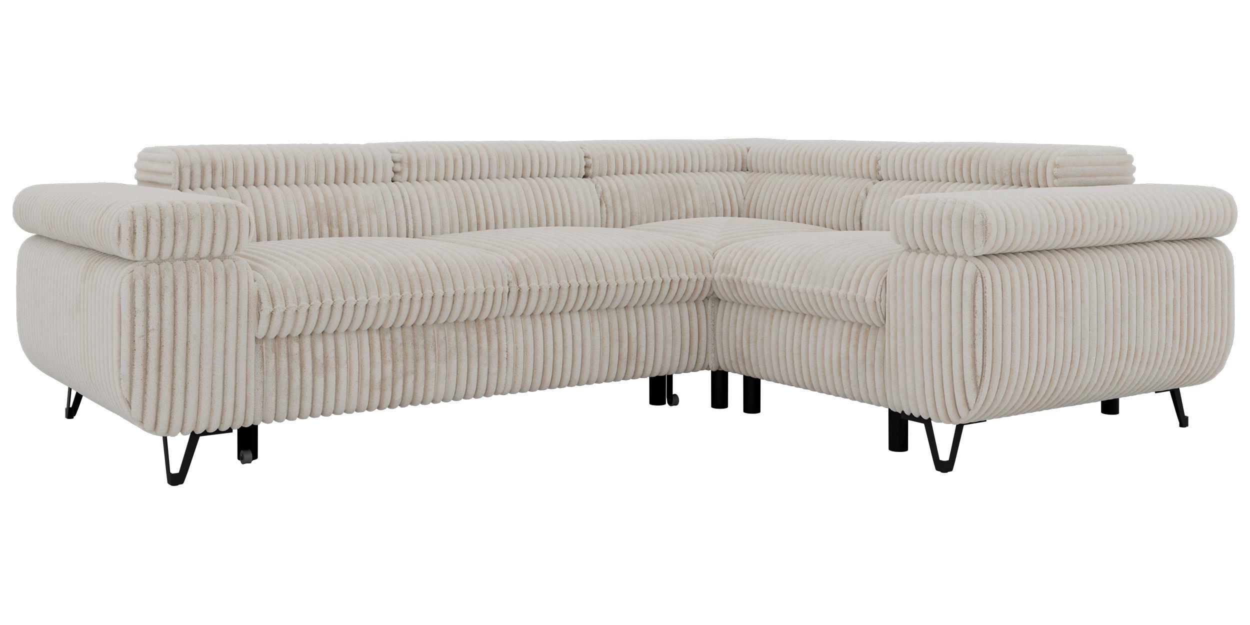 ECKSOFA FALCO L - Beige Cord - Rechts Seite - Beige/Creme, Textil/Metall (268/197cm) - MKS