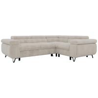 ECKSOFA FALCO L - Beige Cord - Rechts Seite - Beige/Creme, Textil/Metall (268/197cm) - MKS