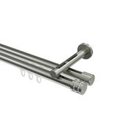 GARDINENSTANGE INNENLAUF Siteno Estana 240 cm (geteilt in 2 x 120 cm), 2-läufig, 20 mm Ø Edelstahl-Optik - Edelstahlfarben, Metall (240cm) - INTERDECO