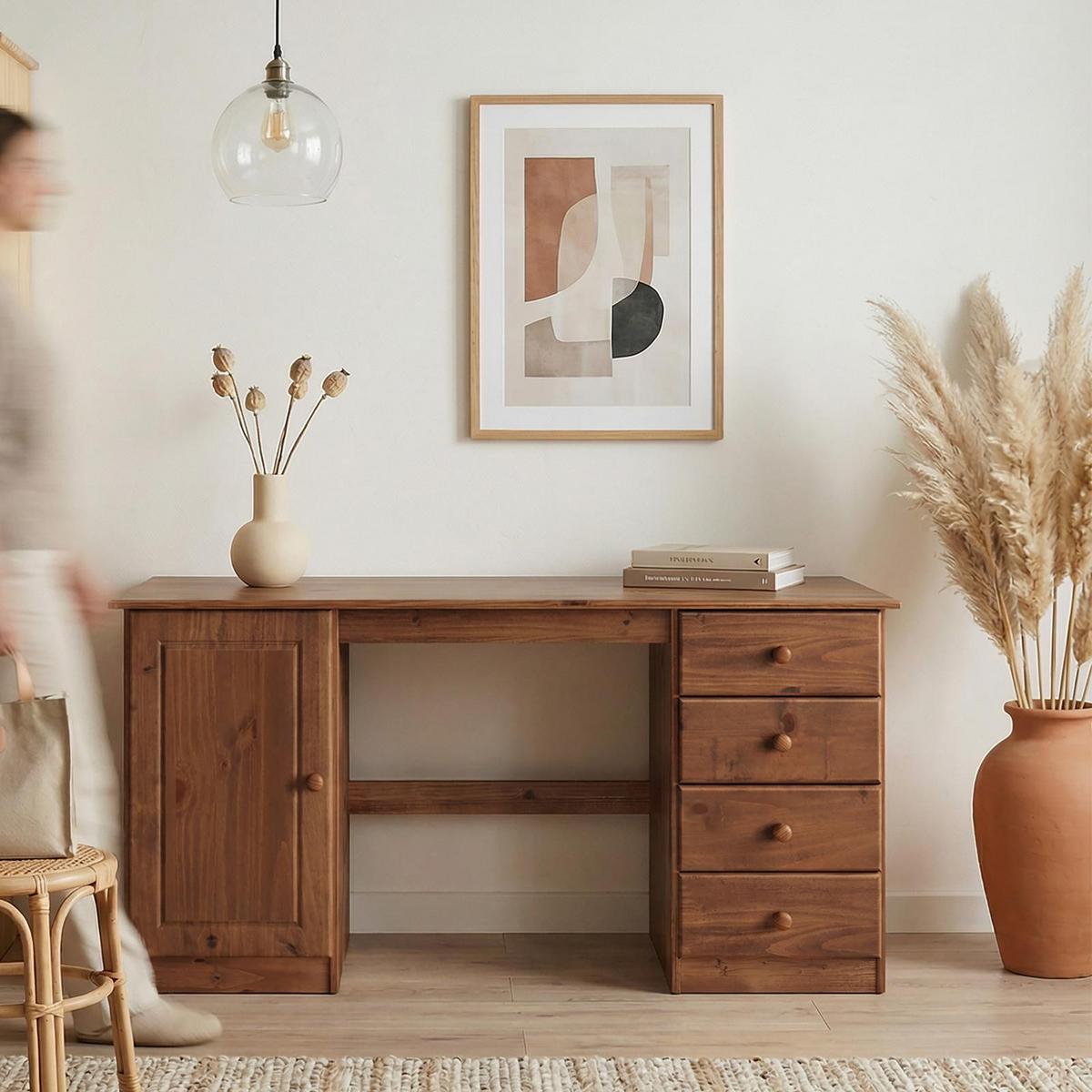 SCHREIBTISCH MANAGER - Kastanienfarben, Holz (54/145/73cm) - IDIMEX