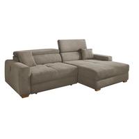 ECKSOFA mit elektrischer Sitztiefenverstellung, Kopflehnen verstellbar, USB-A und USB-C Ladefunktion B277/T187/H109 cm, Cord Braun Taupe / 15401 - Eichefarben/Braun, Eichenholz/Textil (277/187cm) - luma-home