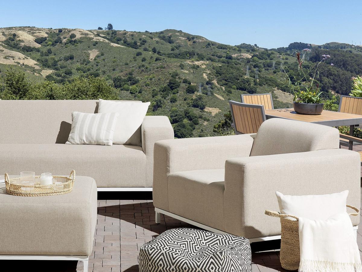 GARTENSESSEL 2er-SET beige/weisses Gestell Rovigo - Beige/Weiß, Textil (105/68/84cm) - Beliani