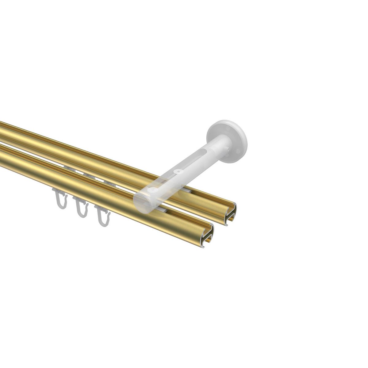 GARDINENSTANGE INNENLAUF Siteno Sitra 420 cm (geteilt in 3 x 140 cm), 2-läufig, 20 mm Ø Messing-Optik - Messingfarben, Metall (420cm) - INTERDECO
