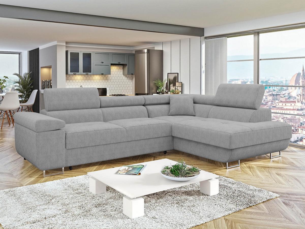ECKSOFA Torezio Cord, Seite: Rechts - Grau, Holz/Textil (203/274cm) - MIRJAN24