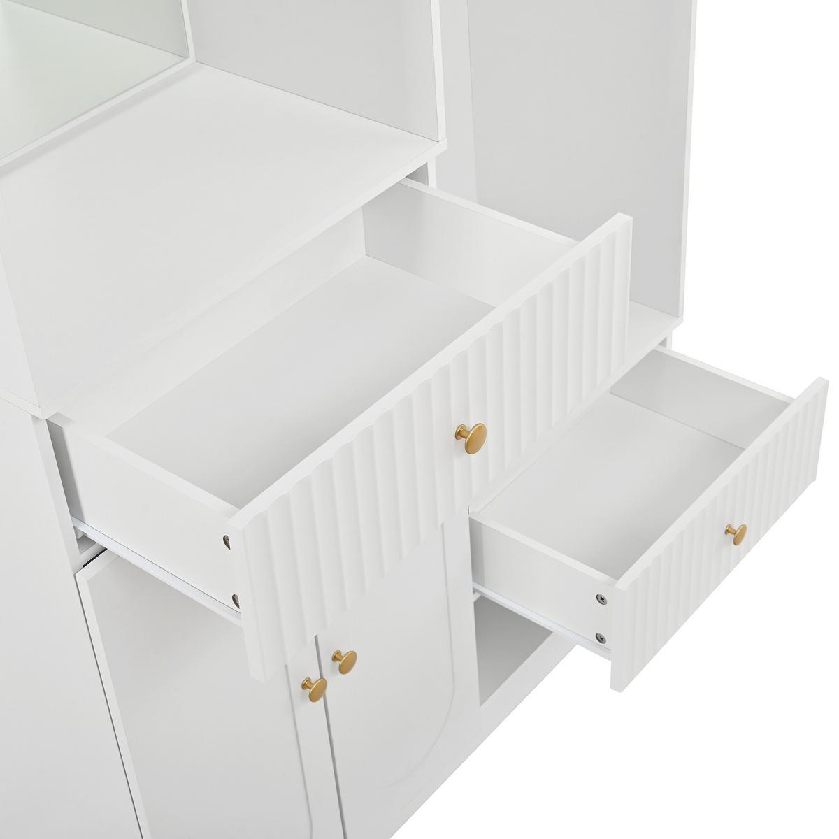 GARDEROBE 100cm Weiß mit LED, Spiegel, Schuhschrank & Sitzbank - Weiß, Holzwerkstoff (100/180/35cm) - Urban Meuble