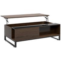 COUCHTISCH, Beistelltisch mit Höhenverstellbarer Platte, Sofatisch mit Stauraum - Walnussfarben, Kunststoff (102/58/35.5cm) - HOMCOM