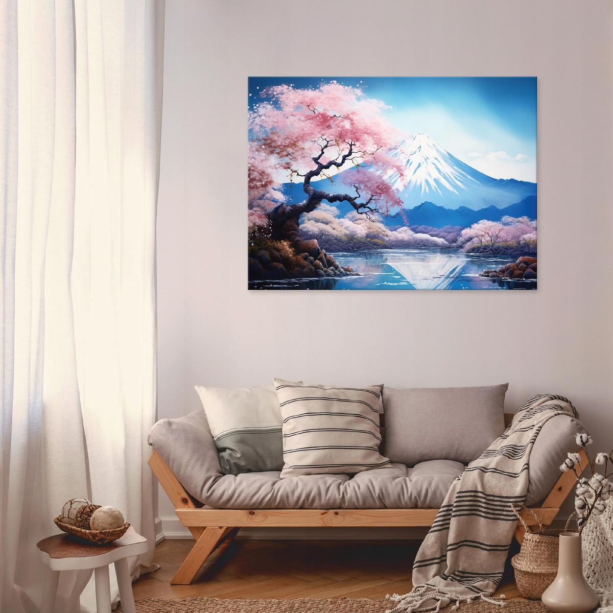 LEINWANDBILD Vulkan Fidschi Blau 100x70 cm - Multicolor, Holzwerkstoff (100/70cm) - Wallarena