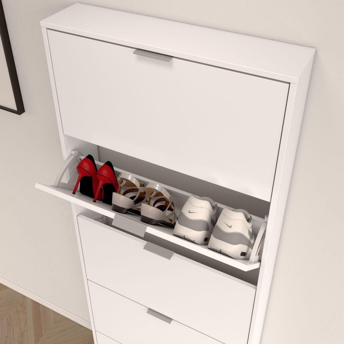 SCHUHSCHRANK 5 Klappen Zapateros - L70 cm - Weiß, Holzwerkstoff (17/180/44.3cm) - Calicosy