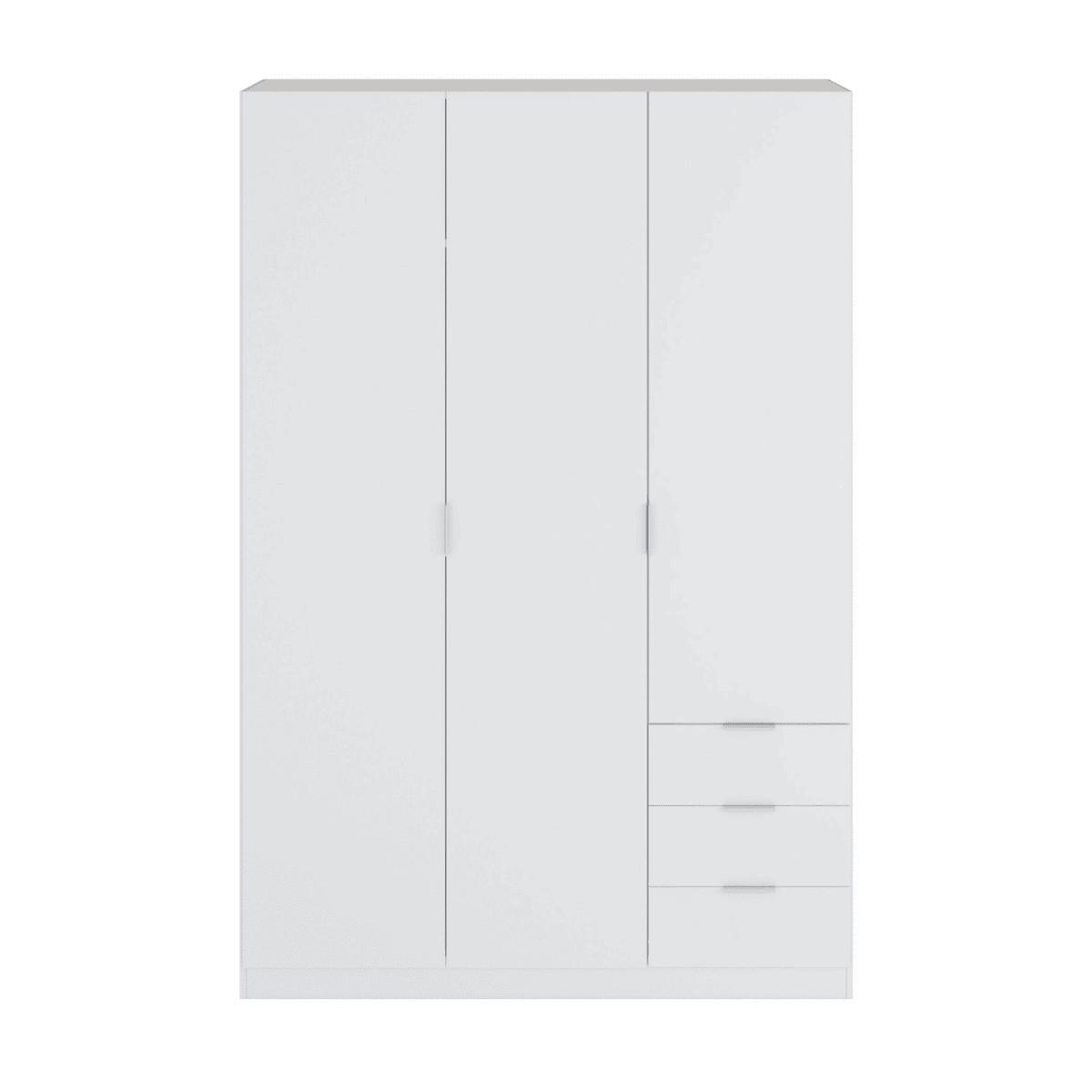 SCHRANK mit 3 Türen und 3 Schubladen, weiß 121/180/52 cm - Weiß, Holzwerkstoff (121/180/54cm) - Calicosy