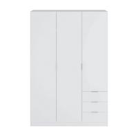 SCHRANK mit 3 Türen und 3 Schubladen, weiß 121/180/52 cm - Weiß, Holzwerkstoff (121/180/54cm) - Calicosy