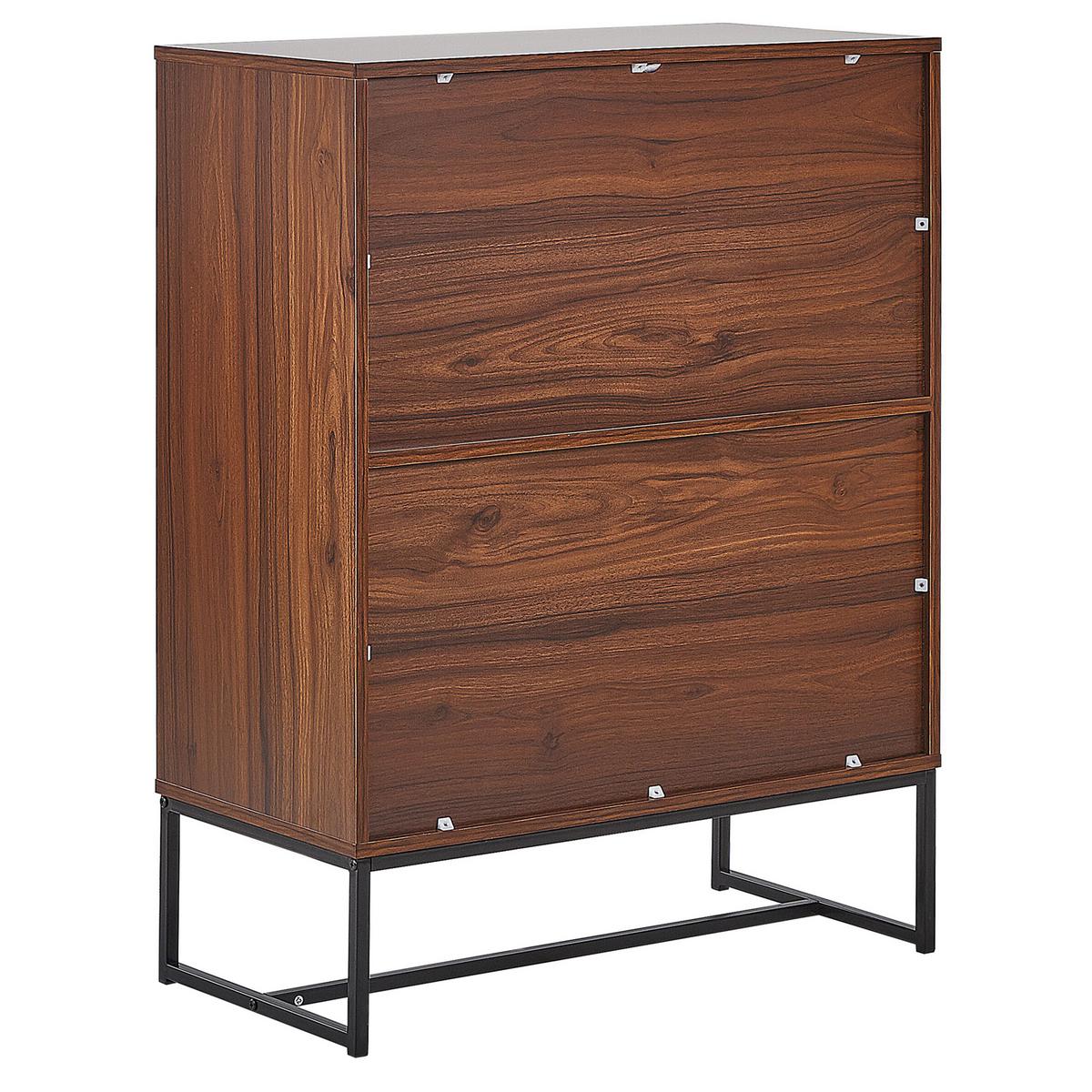 SCHRANK Dunkelbraun/Weiß Nueva - Weiß, Holzwerkstoff (76/100/39cm) - Beliani