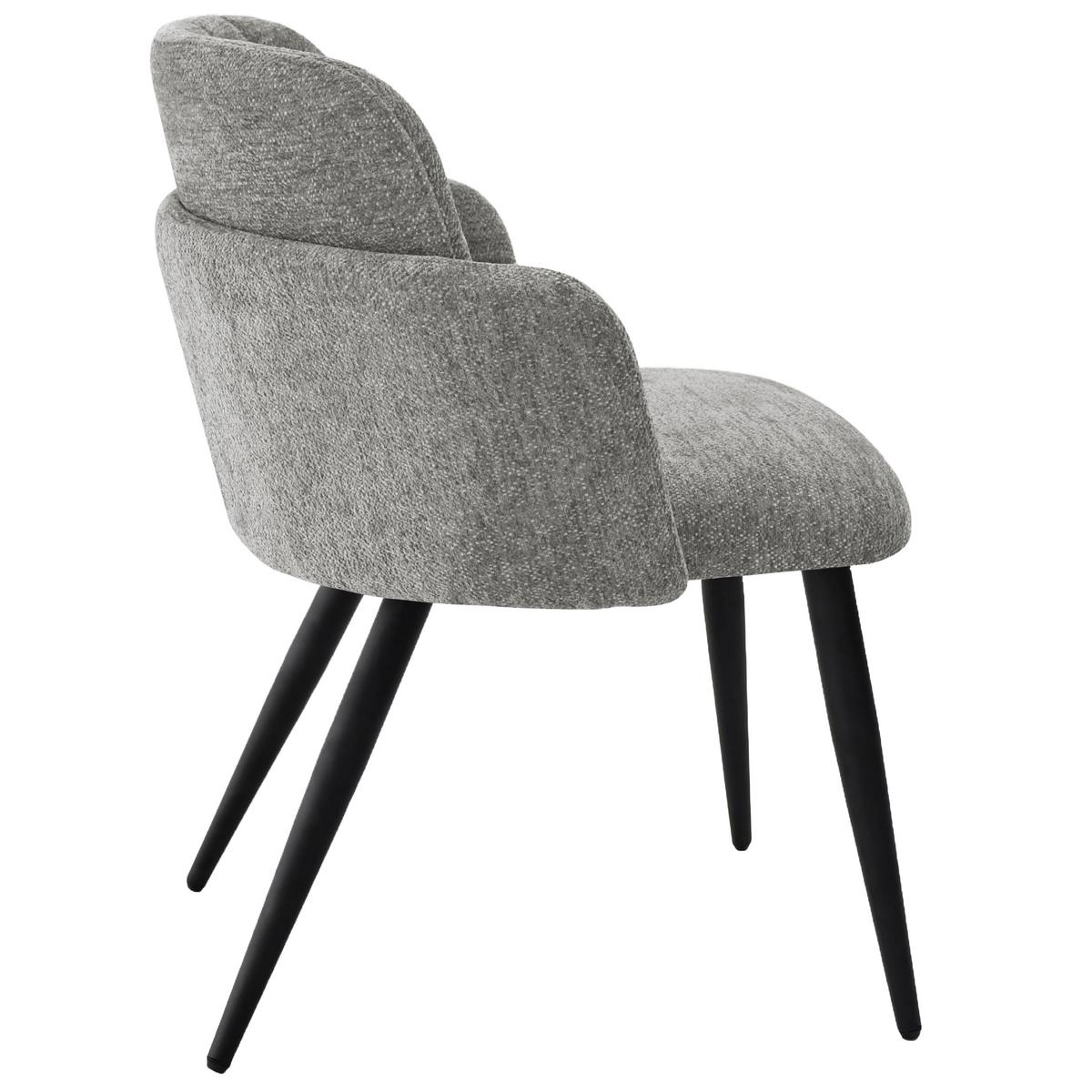 ARMLEHNENSTUHL Velto im Bouclestoff mit Metallbeinen, Hellgrau - Hellgrau/Schwarz, Metall (55/77/51cm) - Beautysofa