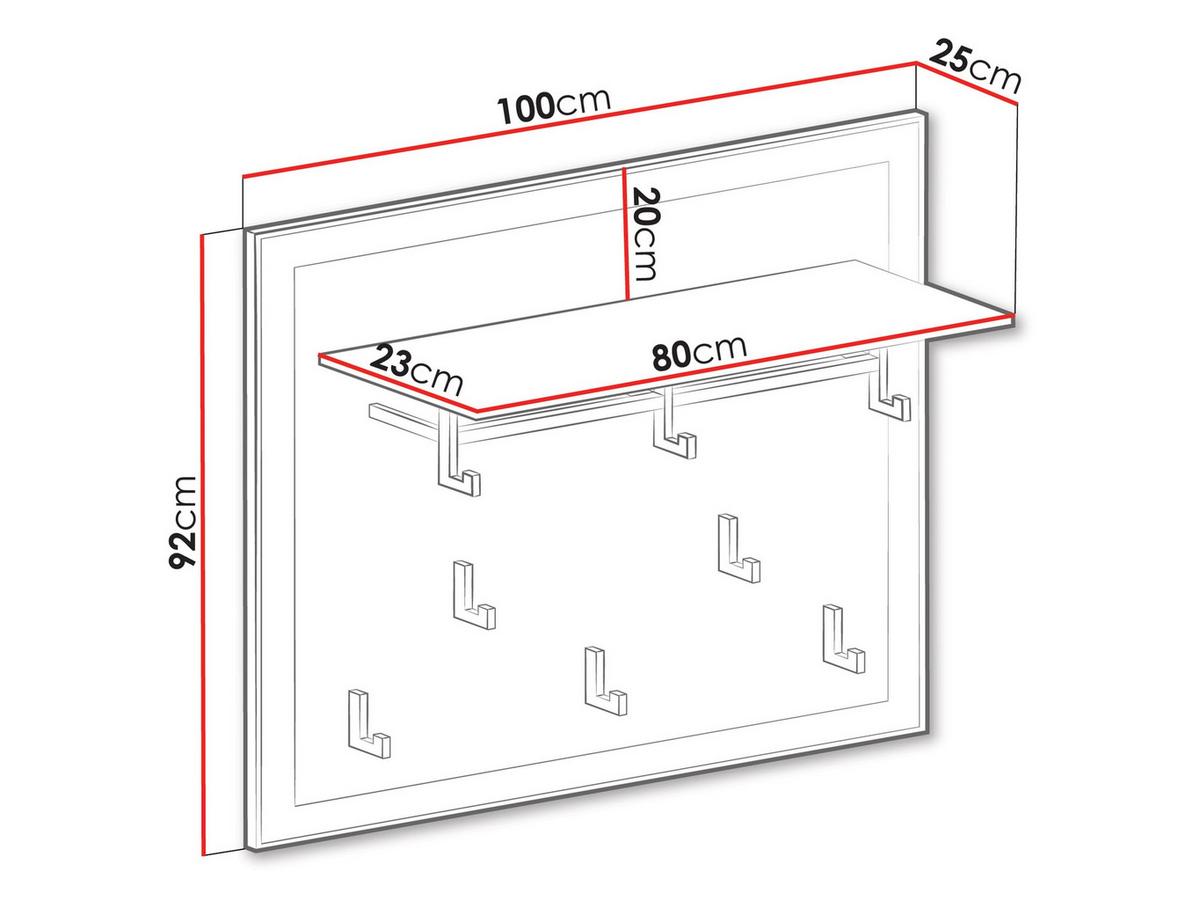 KLEIDERHAKENBRETTER Windsor W-22 - Kaschmir, Holzwerkstoff (100/92/25cm) - MIRJAN24