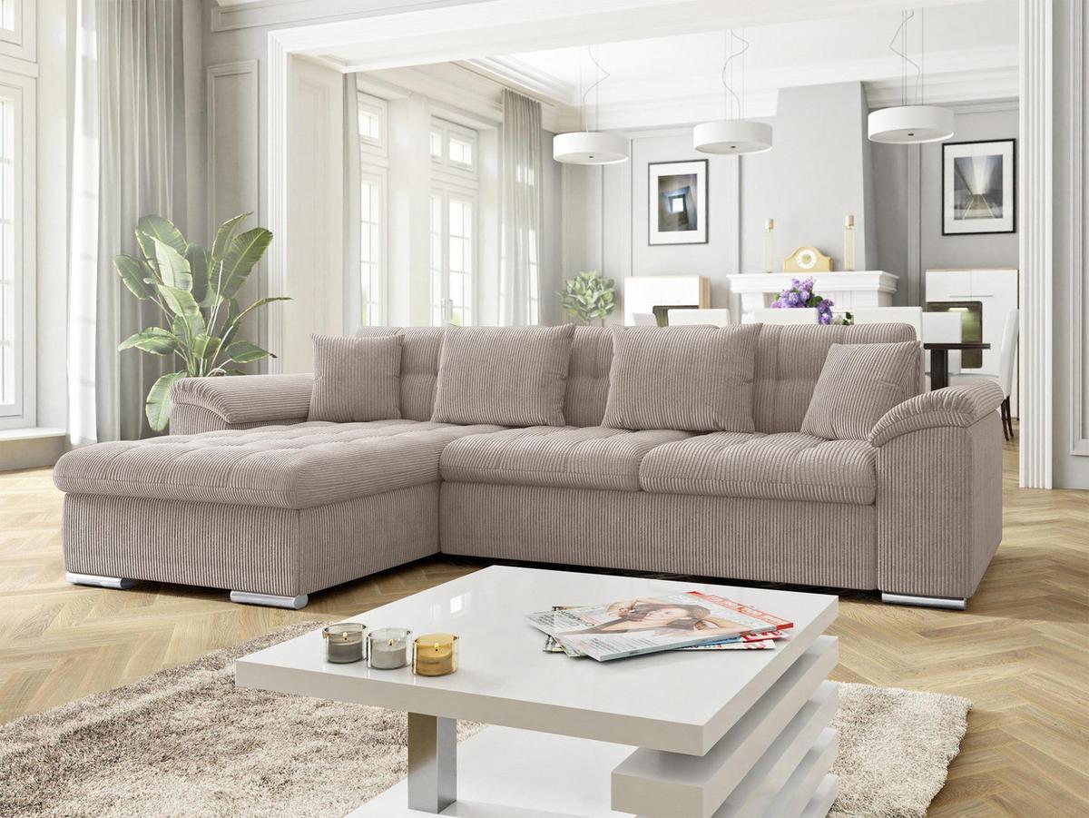 ECKSOFA Diana Cord, Seite: Links - Sahara, Holz/Textil (280/160cm) - MIRJAN24