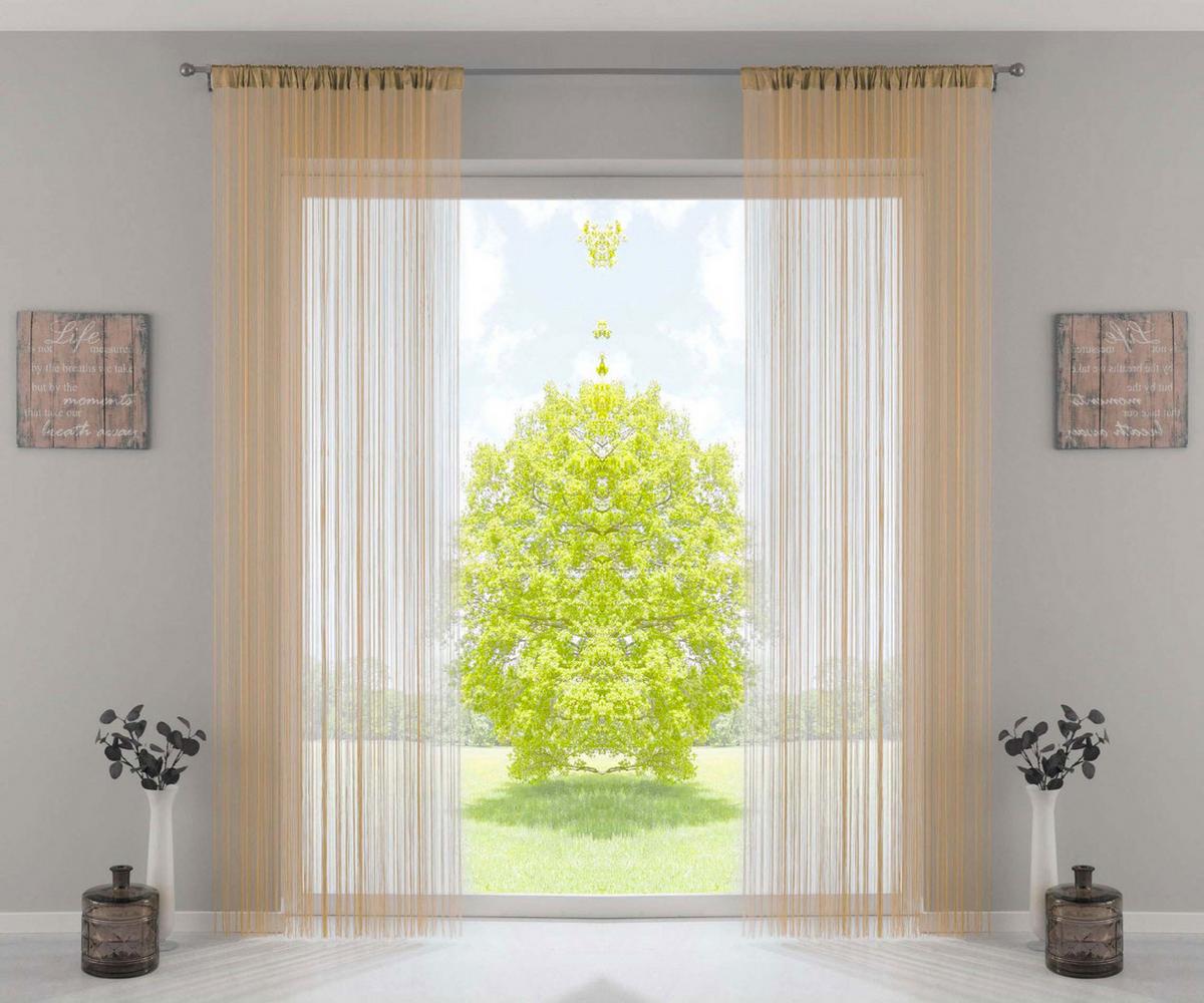 FADENGARDINE 2ER SET HxB 250x140 cm Sand - Sandfarben, Textil (140/250cm) - Gardinenbox
