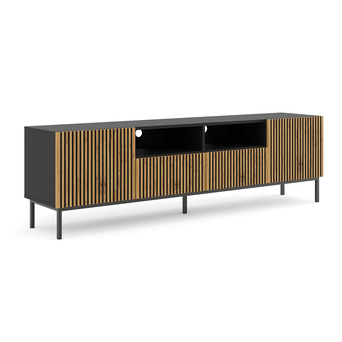 TV-MÖBEL Philaé Holz und Schwarz - Schwarz, Holzwerkstoff (200/58/42cm) - Petits-meubles
