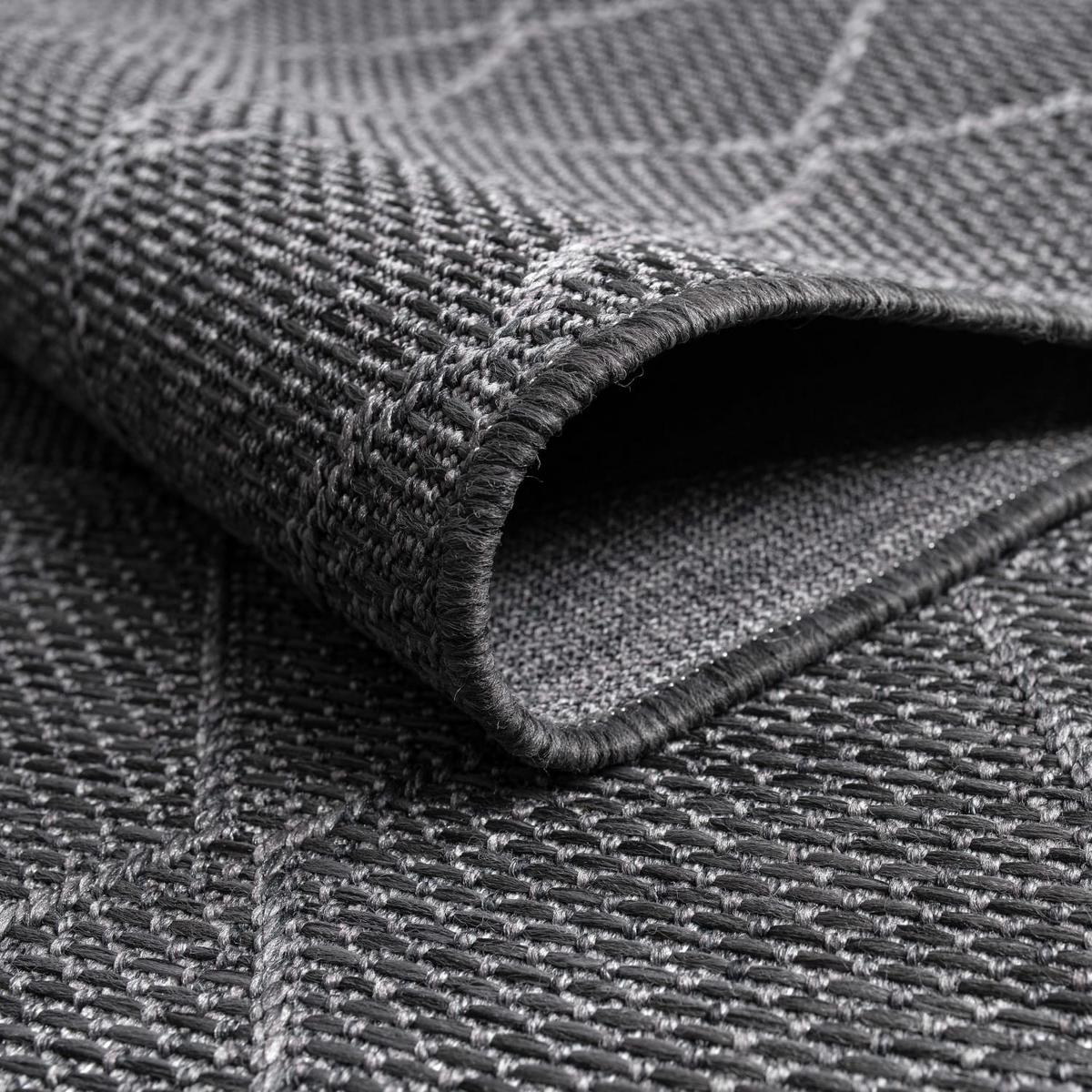 FLACHWEBTEPPICH, mit Rautenmuster, aus Polypropylen, Anthrazit, 120 x 160 cm - Anthrazit, Textil (120/160cm) - KADIMA DESIGN