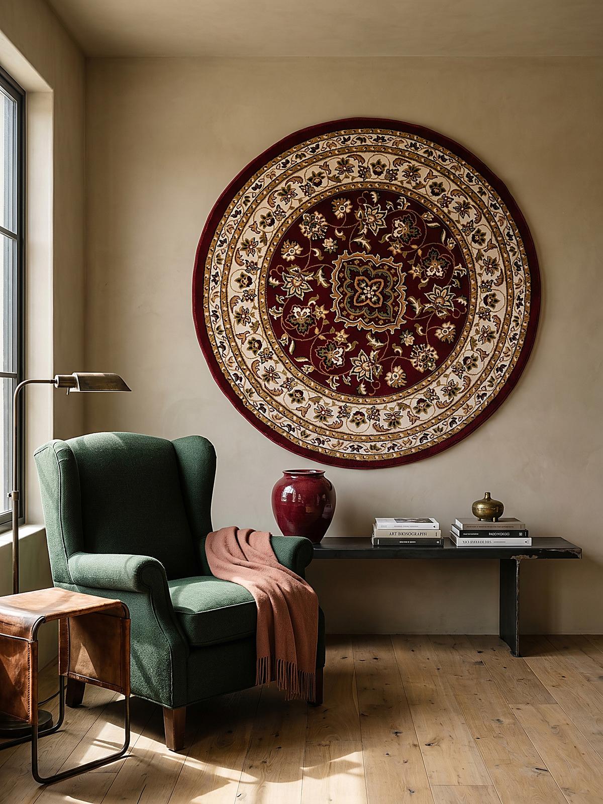 TEPPICH GLAZERT, klassisch-floral, Rot, Ø 133 cm - Rot, Textil (133/133cm) - KADIMA DESIGN