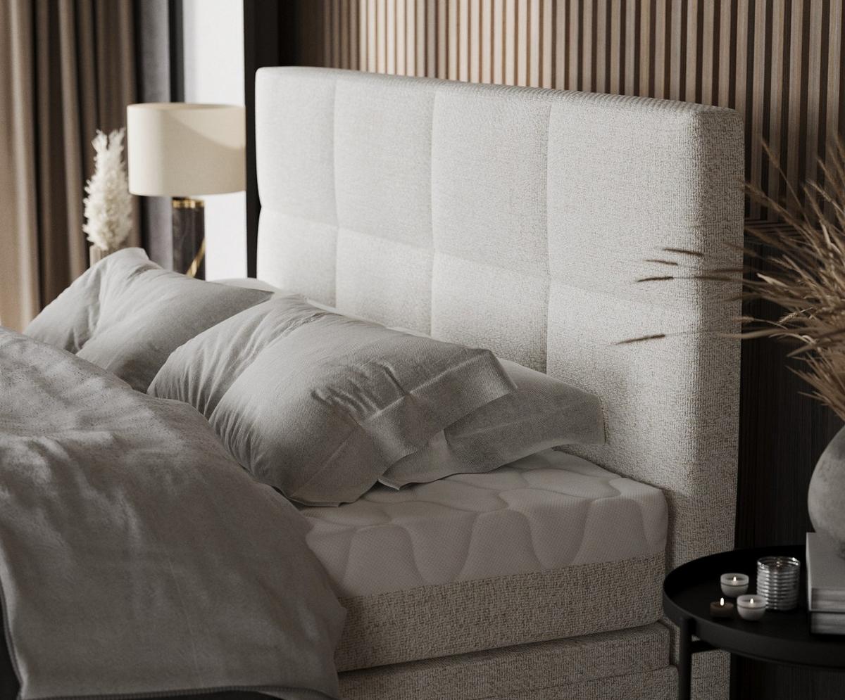 BOXBETT Tessa 180/200 cm Creme im Neve Stoff - Creme/Schwarz, Holz/Holzwerkstoff (180/200cm) - AltaBeds