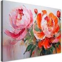WANDBILD pfingstrosen rosa orange blumen - Multicolor, Textil (90/60cm) - Feeby