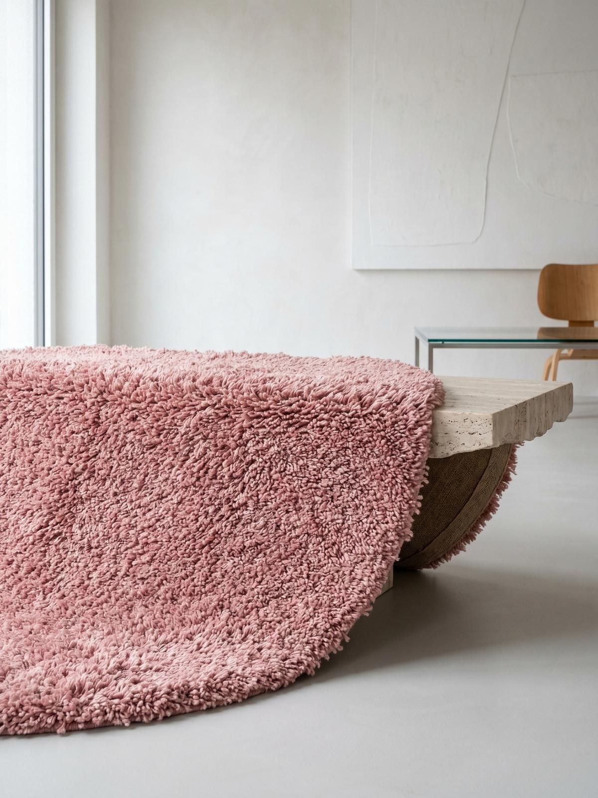 HOCHFLORTEPPICH SALZACH, einfarbig, aus Polypropylen, Rosa, Ø 120 cm - Rosa, Textil (120/120cm) - KADIMA DESIGN