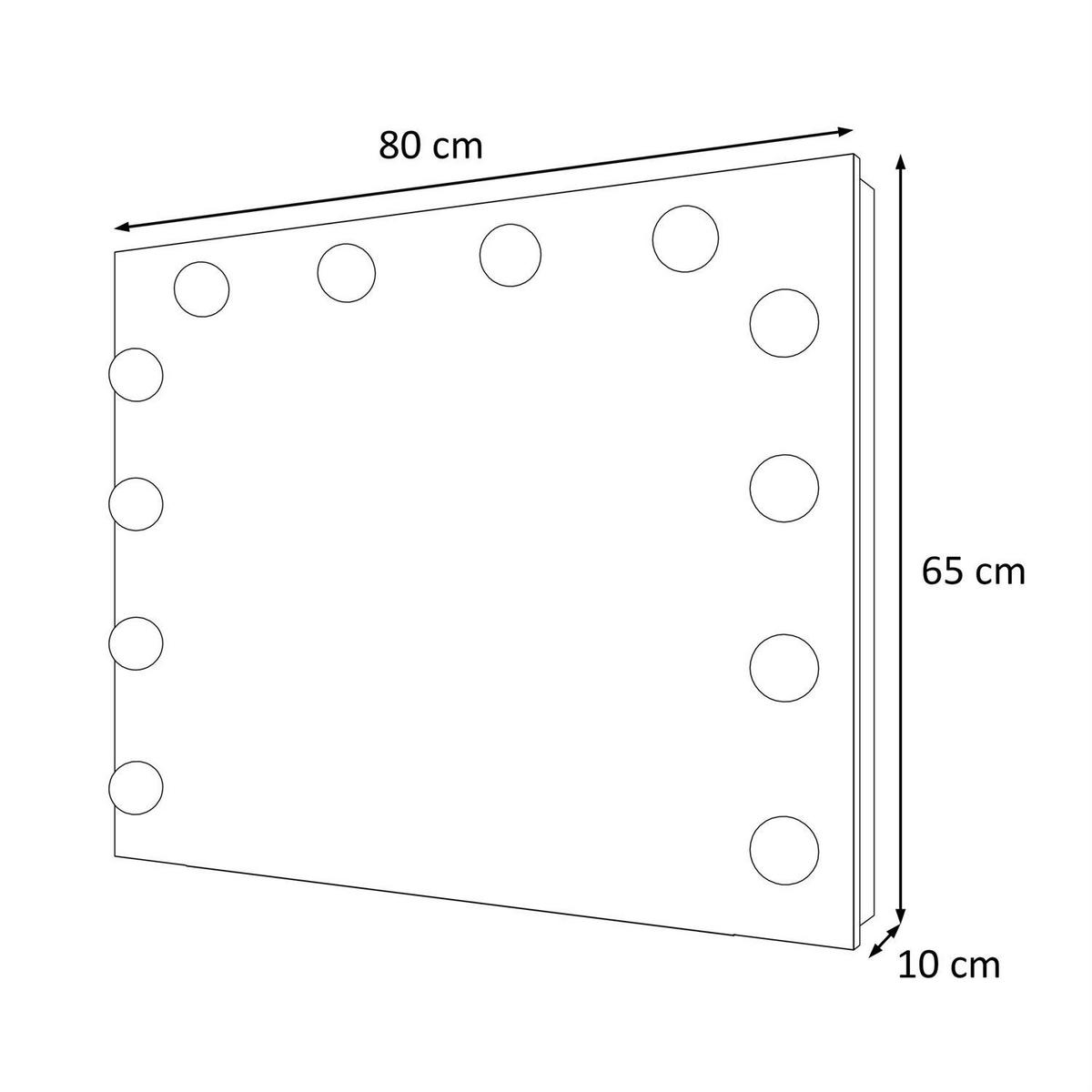 SCHMINKTISCH BLANCO LOFT ELITE mit Spiegel und Beleuchtung Weiß Hochglanz PUSH OPEN - Weiß Hochglanz/Schwarz, Holzwerkstoff (100/146/42cm) - Lookway