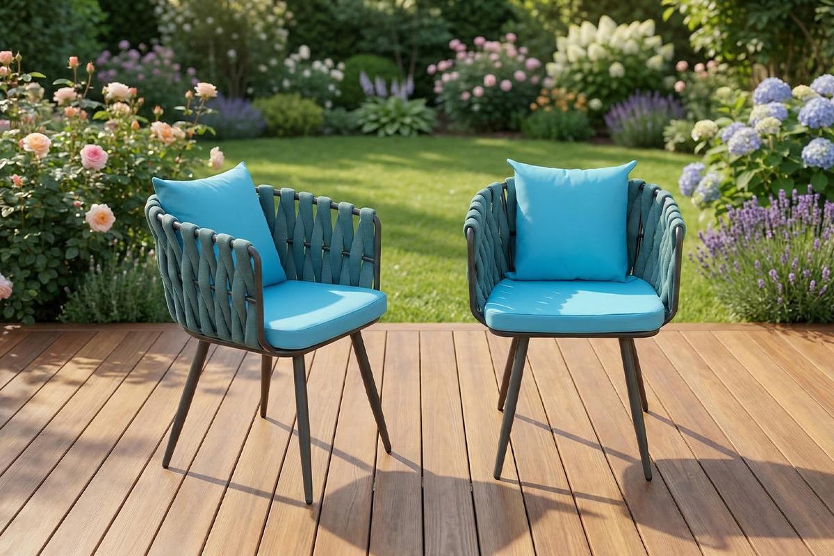 GARTENSTUHL LUSHA Petrol Kunststoff, Metall (1er-Set) - Petrol, Metall (62/78/63cm) - KAWOLA