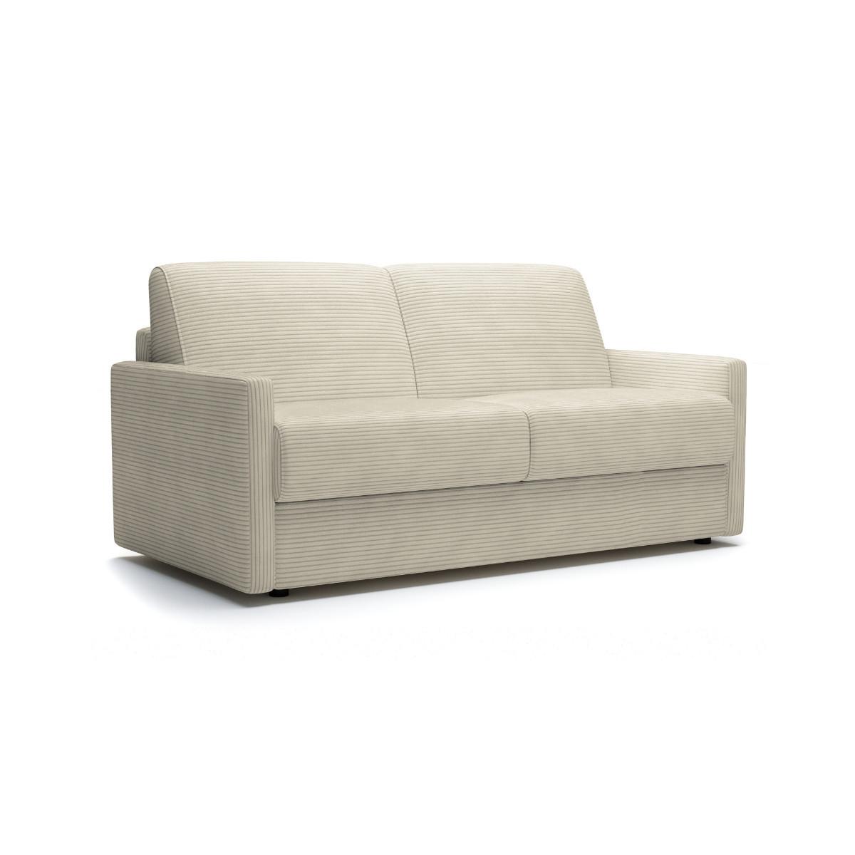 SOFA 3 sitzer aus elfenbeinfarbenem Cord umbaubar giulia 175/100/87 cm - Weiß, Holz (100/87/102cm) - Calicosy