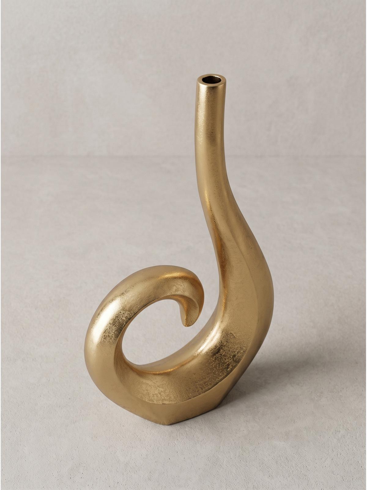 METALLVASE BAVENO, Aluminium, handgefertigt, Gold, 26 x 8 x 47 cm - Goldfarben, Metall (47cm) - KADIMA DESIGN