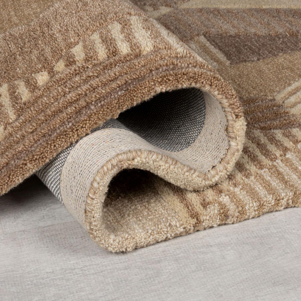 WOLLTEPPICH ESK, geometrisch, Braun, 120 x 170 cm - Braun, Textil (120/170cm) - KADIMA DESIGN
