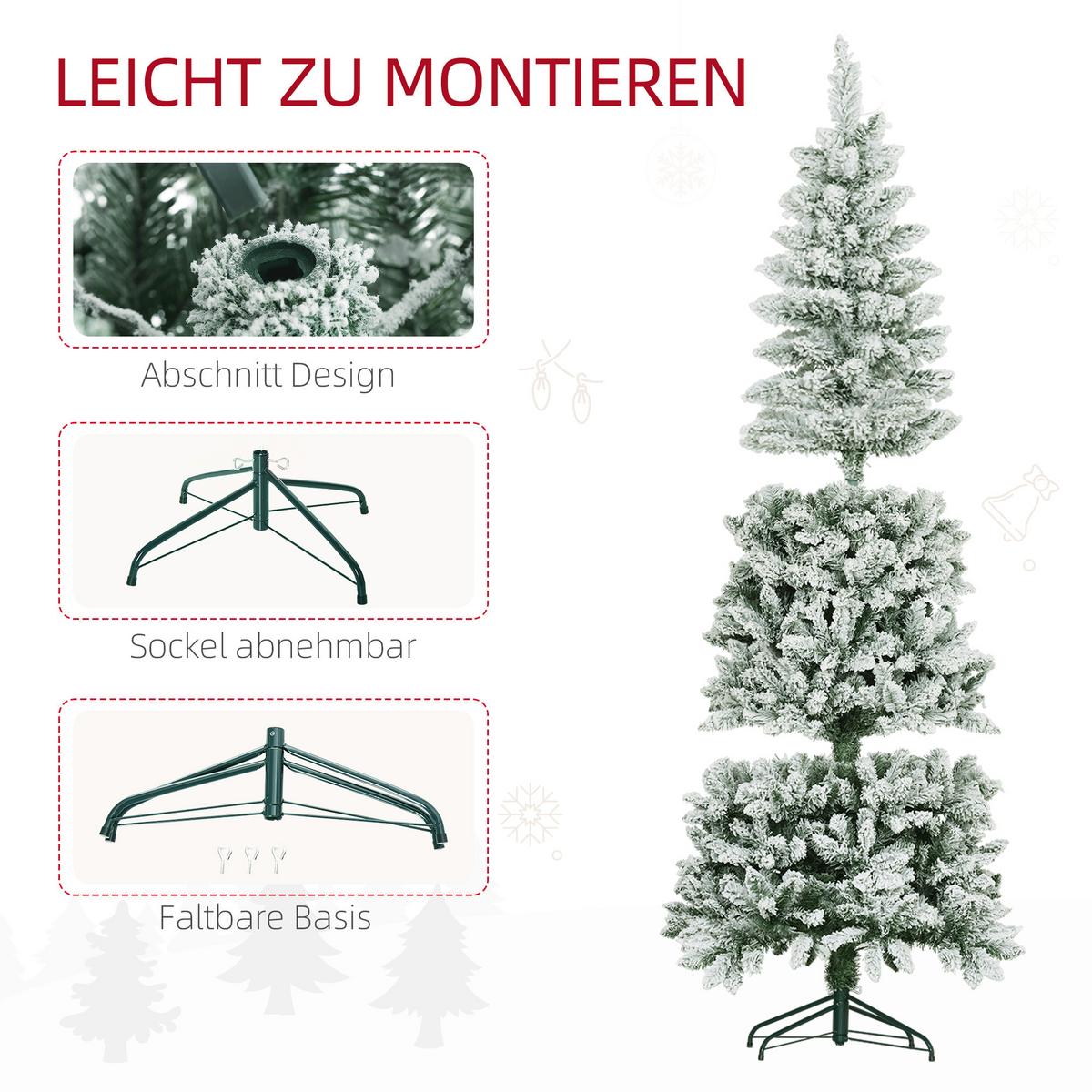 KÜNSTLICHER Weihnachtsbaum, 183 cm Christbaum mit 479 Spitzen für Weihnachten - Grün, Kunststoff/Metall (183cm) - HOMCOM