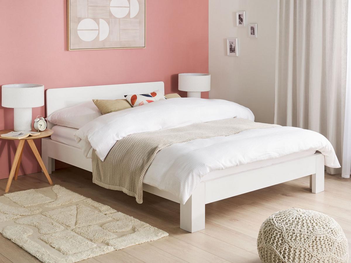 BETT mit Lattenrost 140x200 cm Weiß Royan - Weiß, Holz (140/200cm) - Beliani