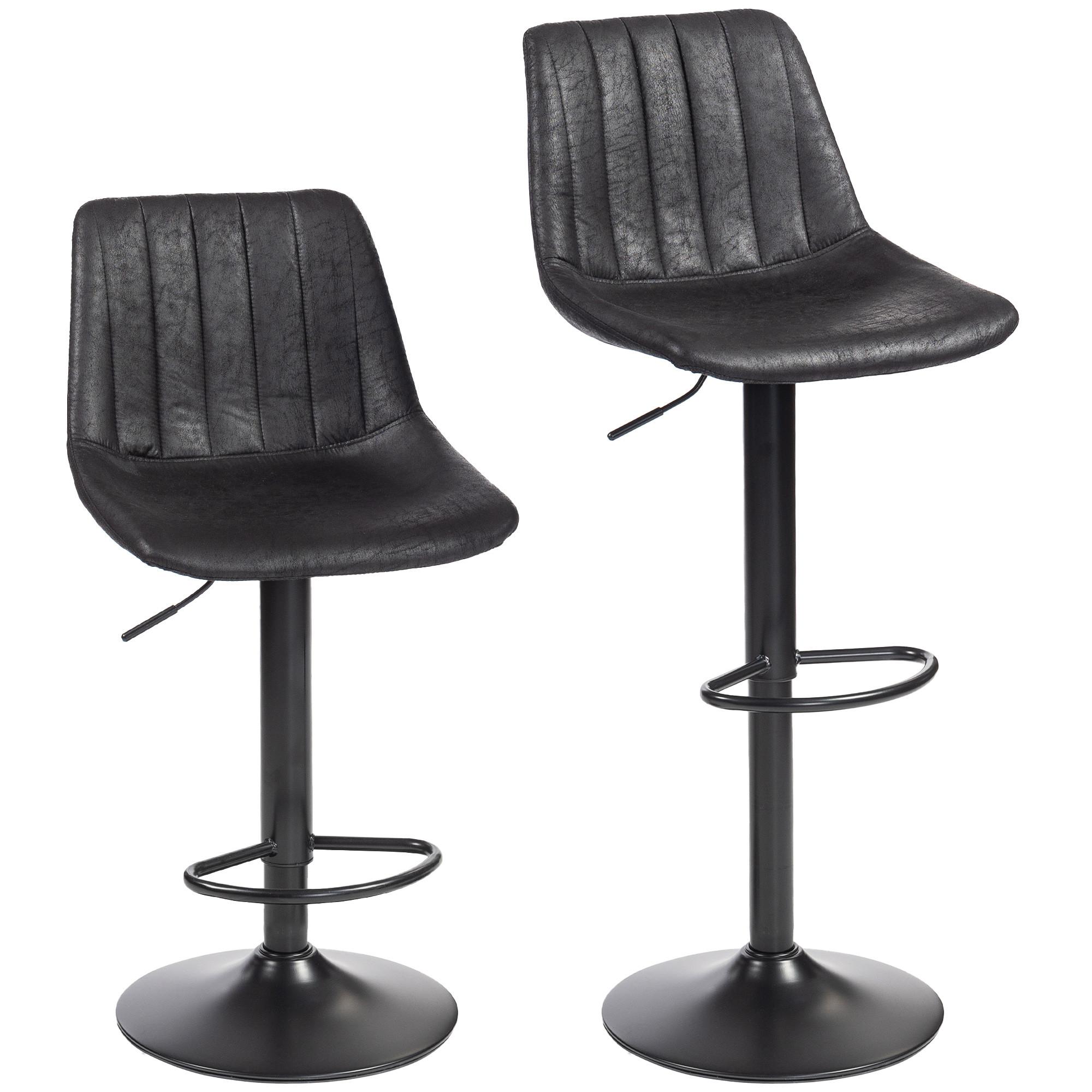 BARHOCKER Mikrofasertuch Schwarz - Schwarz/Grau, Textil/Metall (43/110/46.5cm) - HOMCOM