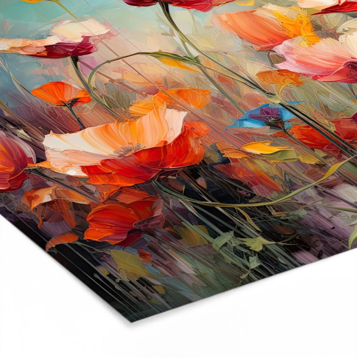 POSTER MIT RAHMENGERAHMTES BILD Blumen - Aquarell - Kunst - Botanisch - Natur 90x60 cm - Orange, Papier (90/60cm) - MuchoWow