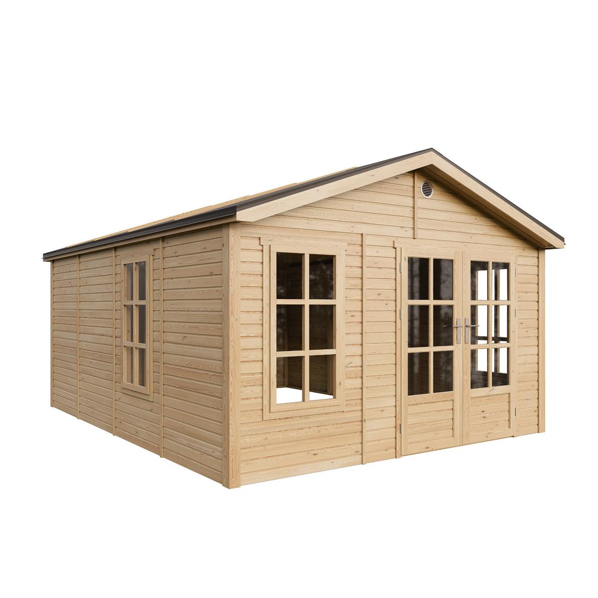 GARTENHAUS HOLZ M736A 370 x 480 cm - Naturfarben, Holz (382/267/512cm) - Timbela
