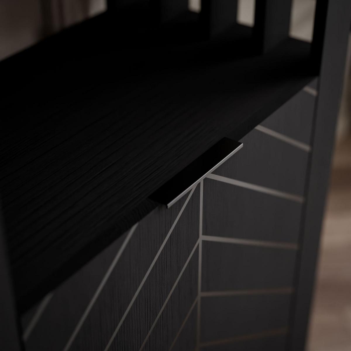 GARDEROBE LUMI mit Spiegel, Schwarz - Schwarz, Holzwerkstoff (105/197/33cm) - Lookway