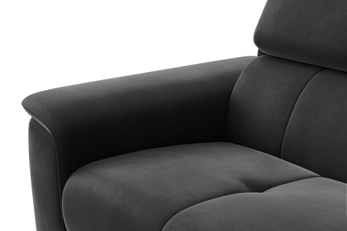 SOFA FIERO 3-Sitzer, Schwarzer Veloursstoff - Schwarz, Holz/Textil (212/82/103cm) - Courtois Laville