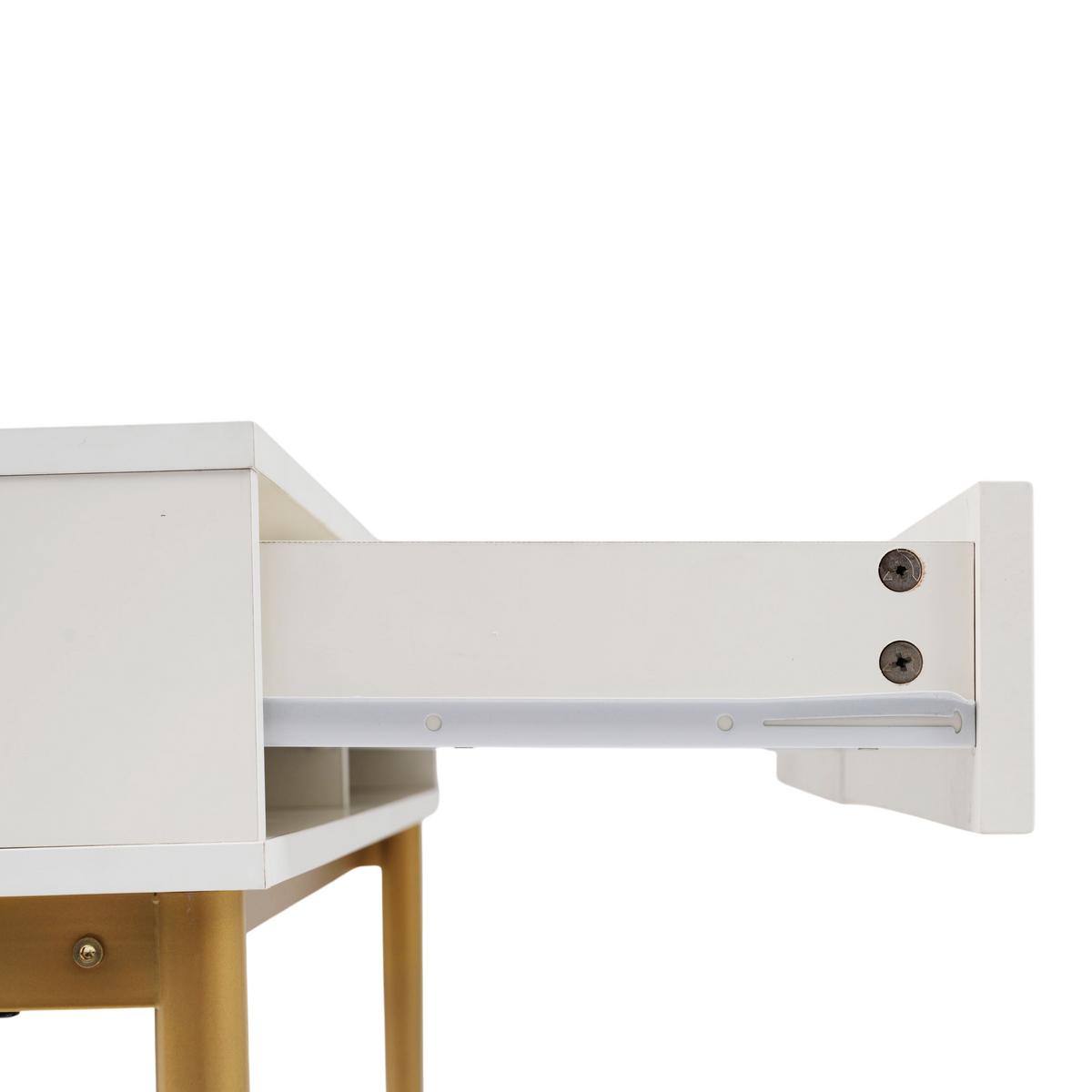 SCHMINKTISCH Cremeweiß und Golden 100/76,5/45 cm - Beige, Holzwerkstoff/Metall (100/76/45cm) - Urban Meuble